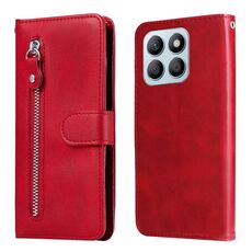 Custodia per cellulare in pelle con cerniera alla moda per Honor X8b (rossa)