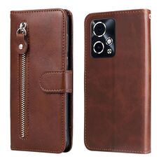 Custodia per cellulare in pelle con cerniera alla moda per Honor 90 GT (marrone)