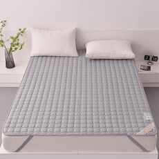 Materasso antiscivolo ispessito in cotone di soia morbido e traspirante, dimensioni: 150x190 cm (grigio quadrato)