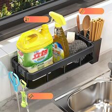 Portaoggetti da parete per cucina e bagno con 4 ganci, specifiche: mensola + tazza