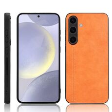 Custodia per telefono con cover posteriore cucita per Samsung Galaxy S24 5G (arancione)