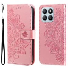 Custodia per cellulare in pelle con stampa a fiori a 7 petali per Honor X8b (oro rosa)