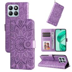 Custodia per telefono in pelle girasole goffrata per Honor X8b (viola)