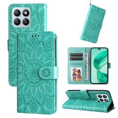 Custodia per telefono in pelle girasole goffrata per Honor X8b (verde)