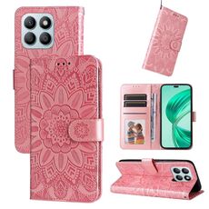 Custodia per telefono in pelle girasole goffrata per Honor X8b (oro rosa)