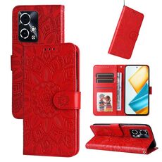 Custodia per telefono in pelle girasole goffrata per Honor 90 GT (rossa)