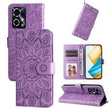 Custodia per telefono in pelle girasole goffrata per Honor 90 GT (viola)