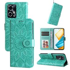 Custodia per telefono in pelle girasole goffrata per Honor 90 GT (verde)
