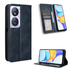 Custodia per telefono in pelle con texture retrò con fibbia magnetica per Honor Play 50 Plus (blu)