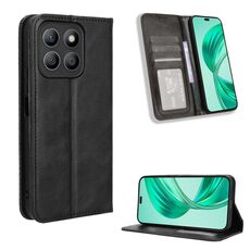 Custodia per telefono in pelle con texture retrò con fibbia magnetica per Honor X8b 4G (nera)