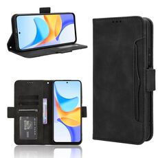 Custodia per telefono in pelle con texture di vitello per Honor Play 50 Plus (nero)