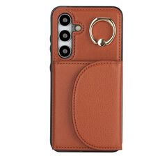 Custodia per telefono con custodia ad anello per Samsung Galaxy S24+ 5G YM007 (marrone)
