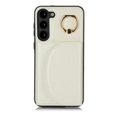 Per Samsung Galaxy S23+ 5G YM007 Custodia per carta con supporto ad anello Custodia per telefono Skin Feel (bianca)