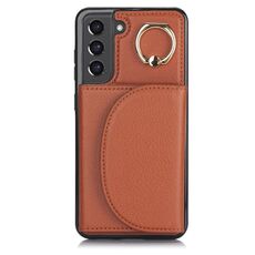 Per Samsung Galaxy S22+ 5G YM007 Custodia per porta carte con anello Skin Feel Custodia per telefono (marrone)