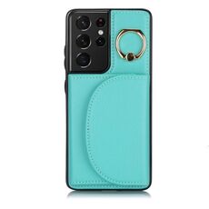 Per Samsung Galaxy S21 Ultra 5G YM007 Custodia per carta con supporto ad anello Custodia per telefono Skin Feel (verde)