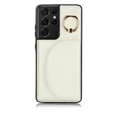 Per Samsung Galaxy S21 Ultra 5G YM007 Custodia per carta con supporto ad anello Custodia per telefono Skin Feel (bianca)