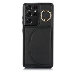 Per Samsung Galaxy S21 Ultra 5G YM007 Custodia per carta con supporto ad anello Custodia per telefono Skin Feel (nera)