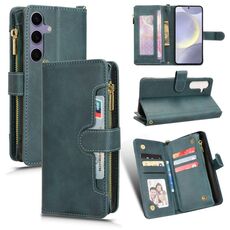 Custodia per telefono in pelle con cerniera texture litchi per Samsung Galaxy S24 5G (verde)