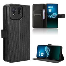 Per ASUS ROG Phone 8 Pro Custodia in pelle con texture diamante (nera)