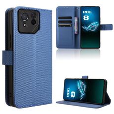 Custodia per telefono in pelle con texture diamante per ASUS ROG Phone 8 Pro (blu)