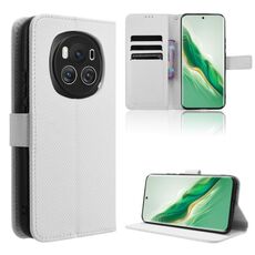 Custodia per telefono in pelle con texture diamante Honor Magic6 5G (bianca)