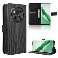 Custodia per cellulare in pelle con texture diamante Honor Magic6 5G (nera)