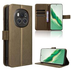 Custodia per telefono in pelle con texture diamante per Honor Magic6 5G (marrone)