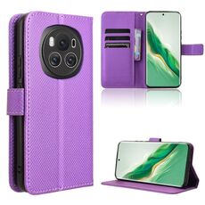 Custodia per telefono in pelle con texture diamante per Honor Magic6 5G (viola)
