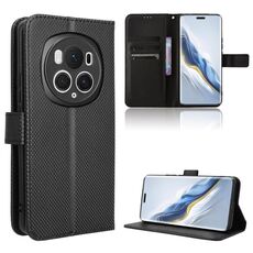 Custodia per telefono in pelle con texture diamante per Honor Magic6 Pro (nera)