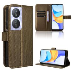Custodia per telefono in pelle con texture diamante per Honor Play 50 Plus (marrone)