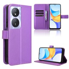 Custodia per telefono in pelle con texture diamante per Honor Play 50 Plus (viola)