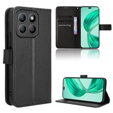 Custodia per cellulare in pelle con texture diamante per Honor X8b 4G (nera)
