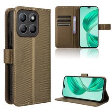 Custodia per cellulare in pelle con texture diamante per Honor X8b 4G (marrone)