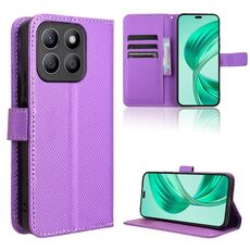 Custodia per telefono in pelle con texture diamante per Honor X8b 4G (viola)