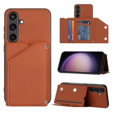 Custodia per Samsung Galaxy S24+ 5G Skin Feel PU + TPU + slot per schede PC (marrone)