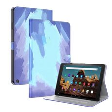 Custodia per tablet in pelle flip con motivo acquerello per Amazon Fire HD 10 2023 (neve invernale)