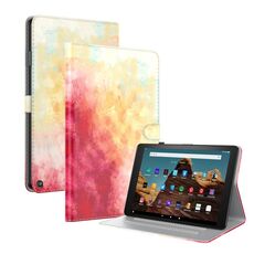 Custodia per tablet in pelle flip con motivo acquerello per Amazon Fire HD 10 2023 (Ciliegio primaverile)