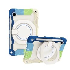 Custodia per tablet in silicone con supporto ad anello rotante portatile per Samsung Galaxy Tab A9 Armor (colorato blu)