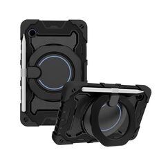 Custodia per tablet in silicone con supporto ad anello rotante portatile per Samsung Galaxy Tab A9 Armor (nero)