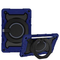 Custodia per tablet in silicone con supporto ad anello rotante portatile per Samsung Galaxy Tab A9+ Armor (blu navy)