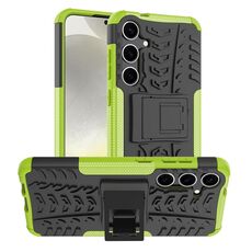 Per Samsung Galaxy S24+ Custodia per telefono in TPU con texture pneumatici + PC con supporto (verde)