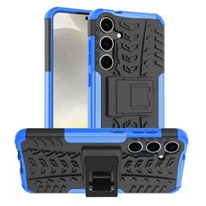 Per Samsung Galaxy S24+ Texture pneumatici TPU + custodia per PC con supporto (blu)