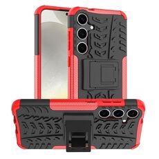 Per Samsung Galaxy S24+ Custodia per telefono in TPU con texture pneumatici + PC con supporto (rosso)