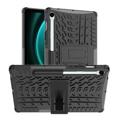 Per Samsung Galaxy Tab S9 FE Tire Texture TPU + custodia per tablet PC con supporto (nero)