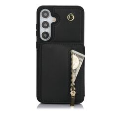 Per Samsung Galaxy S24+ 5G YM006 Custodia per telefono con cerniera Skin Feel con doppio cordino (nero)