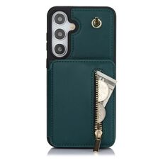 Per Samsung Galaxy S24+ 5G YM006 Custodia per telefono con cerniera Skin Feel con doppio cordino (verde)
