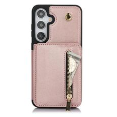 Per Samsung Galaxy S24+ 5G YM006 Custodia per telefono con cerniera Skin Feel con doppio cordino (oro rosa)
