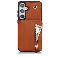 Per Samsung Galaxy S24+ 5G YM006 Custodia per telefono con cerniera Skin Feel con doppio cordino (marrone)
