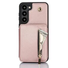 Per Samsung Galaxy S23+ 5G YM006 Custodia per telefono con cerniera Skin Feel con doppio cordino (oro rosa)
