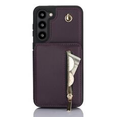 Per Samsung Galaxy S23+ 5G YM006 Custodia per telefono con cerniera Skin Feel con doppio cordino (viola scuro)